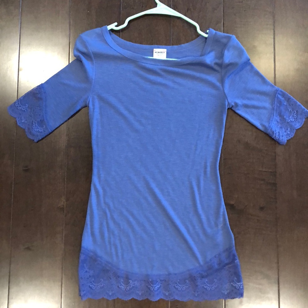 Free people periwinkle quarter sleeve top